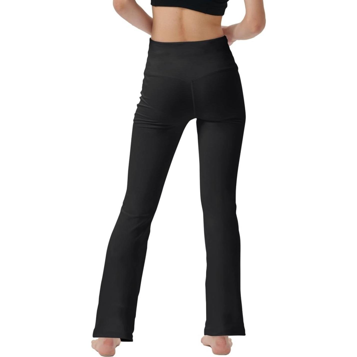 Yoga Broek voor Vrouwen Tummy Control Workout Bootleg Broek Hoge Taille 4 Way Stretch Broek met Binnenzakken, Lichtbruin, - happygetfit.com