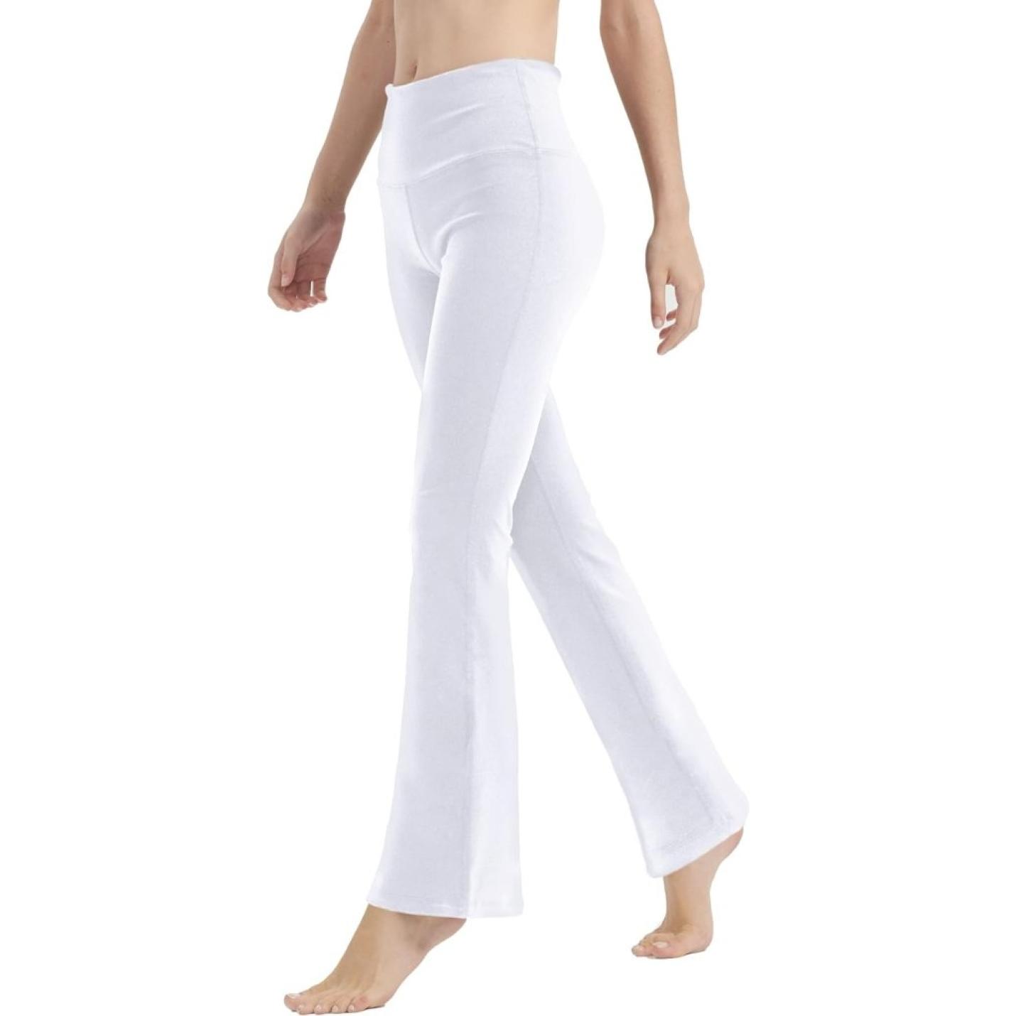 Yoga Broek voor Vrouwen Tummy Control Workout Bootleg Broek Hoge Taille 4 Way Stretch Broek met Binnenzakken, Lichtbruin, - happygetfit.com