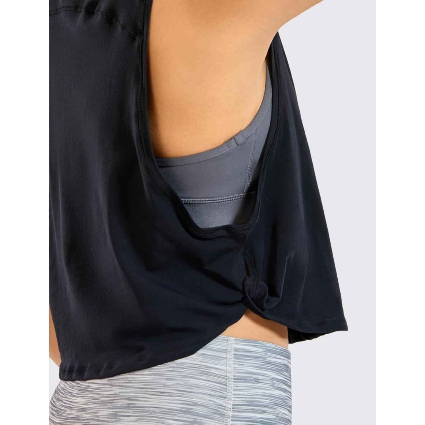 YOGA Dames Pima Cotton Workout Tank Crop Sport Shirt Mouwloos Yoga Running Tops - happygetfit.com