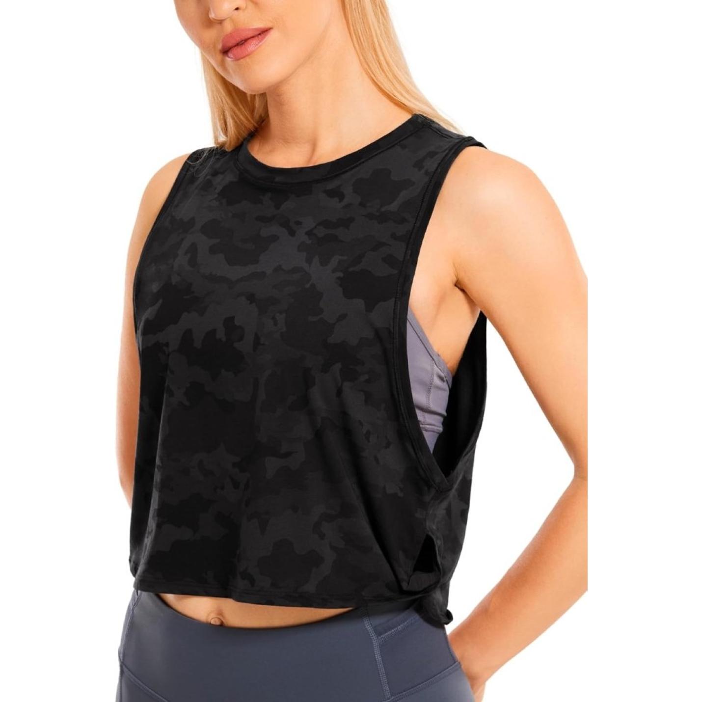 YOGA Dames Pima Cotton Workout Tank Crop Sport Shirt Mouwloos Yoga Running Tops - happygetfit.com