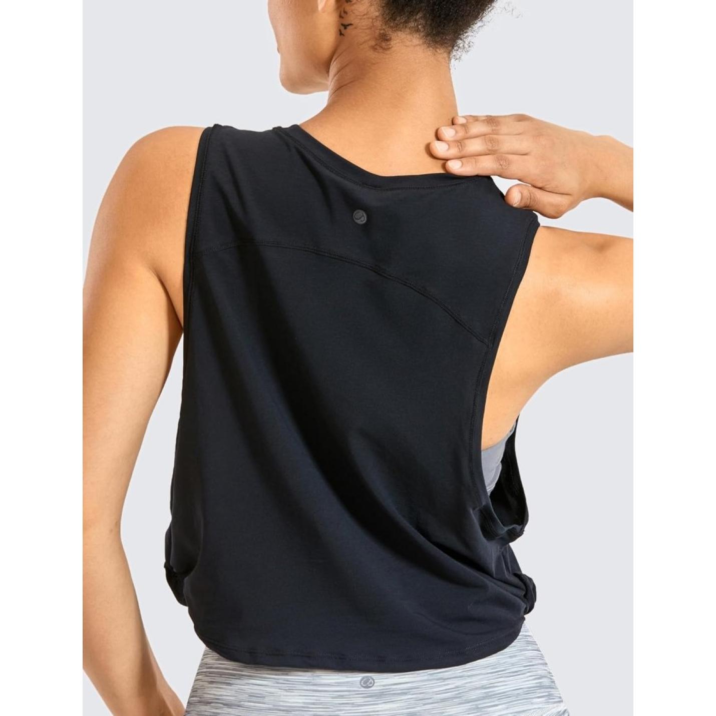 YOGA Dames Pima Cotton Workout Tank Crop Sport Shirt Mouwloos Yoga Running Tops - happygetfit.com