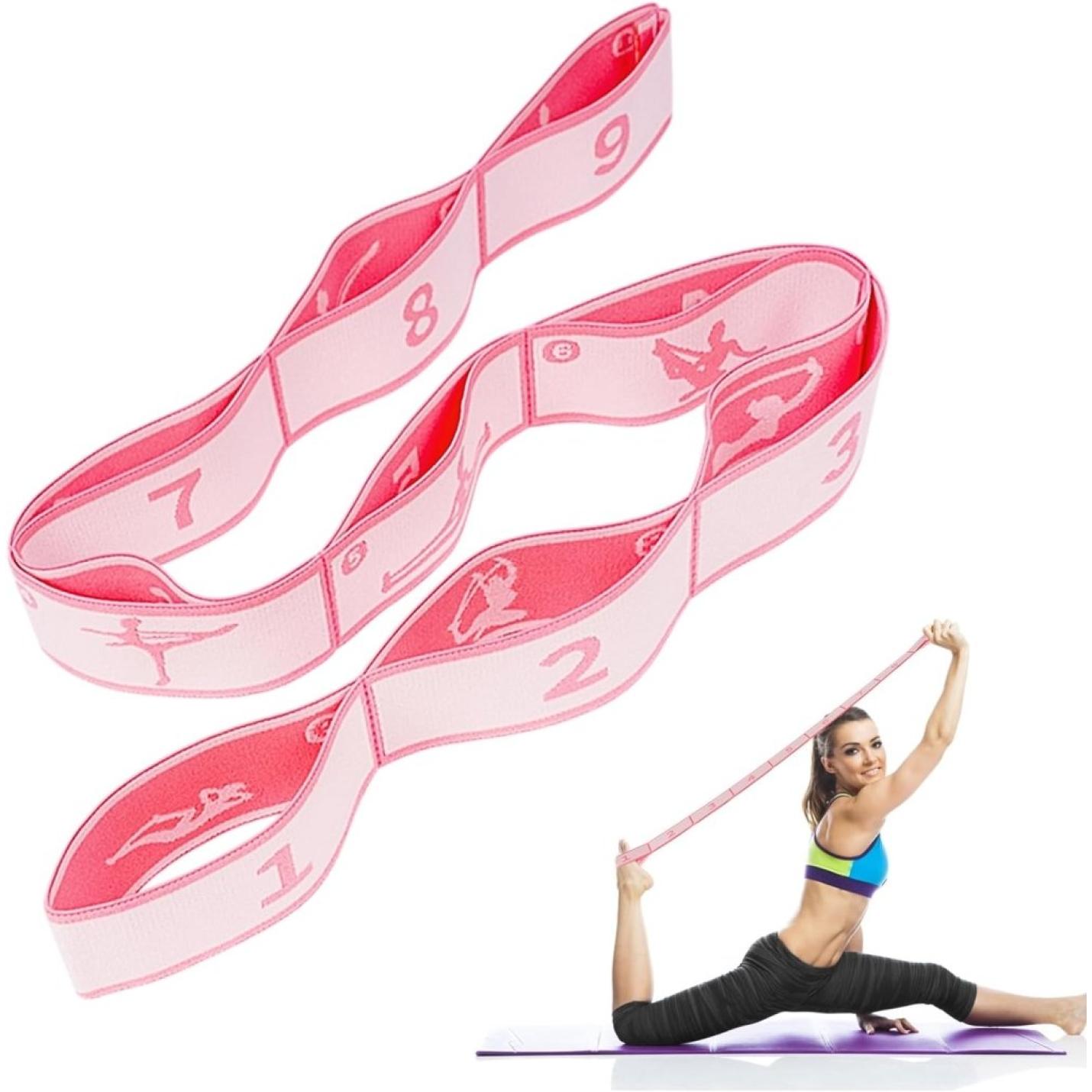 Yoga-stretchband, stretchband met 7 lussen, yoga stretchriem, zeer elastisch gymnastiekband met TPE-spanbanden, oefenlus voor het rekken van de beenspieren - happygetfit.com