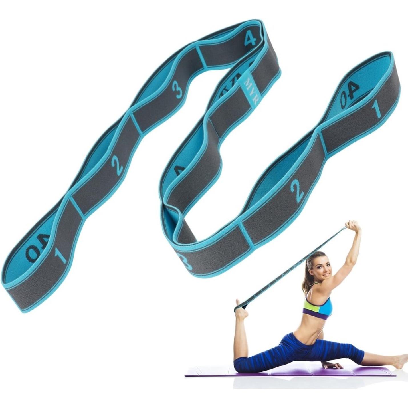 Yoga-stretchband, stretchband met 7 lussen, yoga stretchriem, zeer elastisch gymnastiekband met TPE-spanbanden, oefenlus voor het rekken van de beenspieren - happygetfit.com