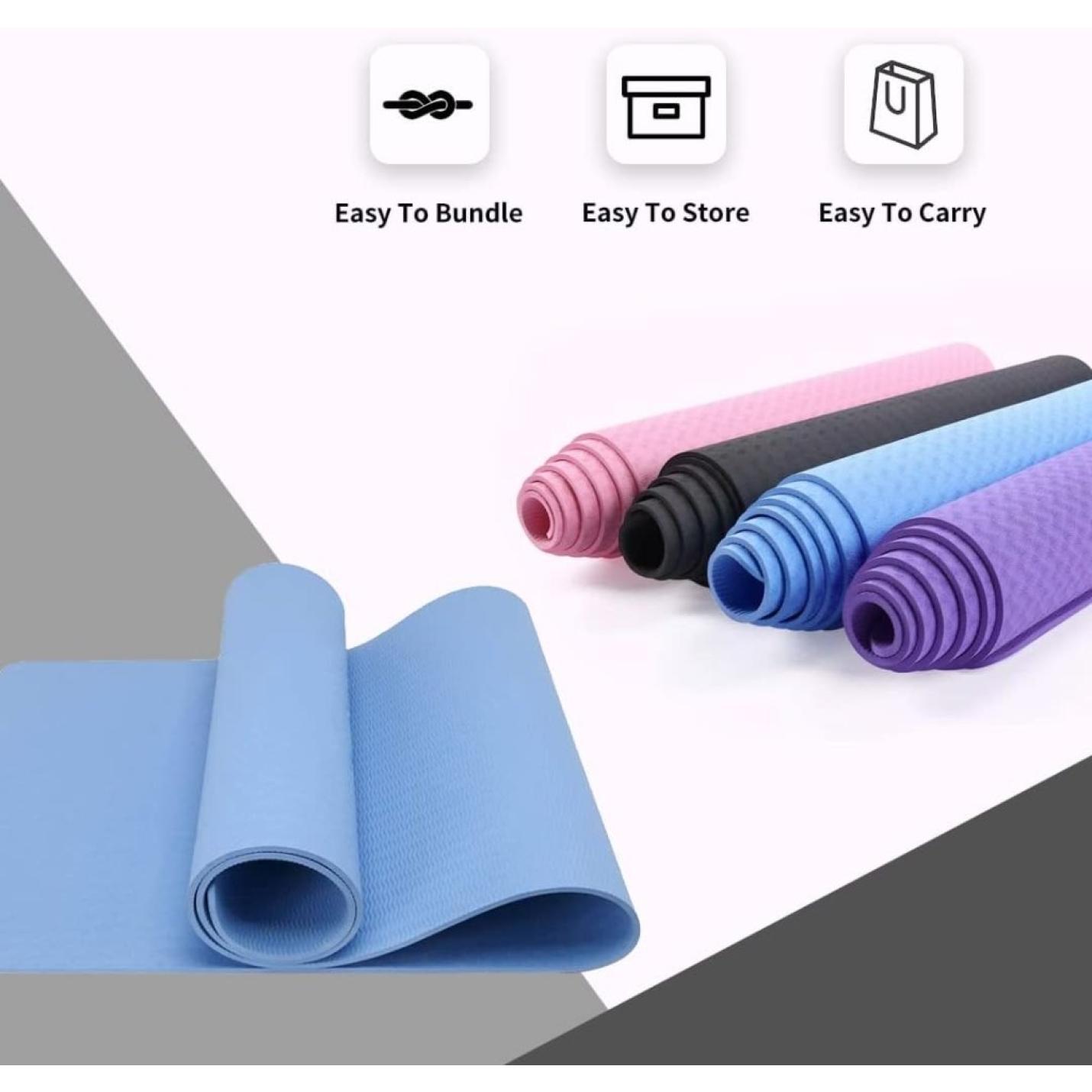 Yogamat, Gymnastiek, Pilates Oefenmat voor vrouwen, antislip, dik 6 mm met draagriem, Tpe, 183 x 61 x 0,6 cm - happygetfit.com