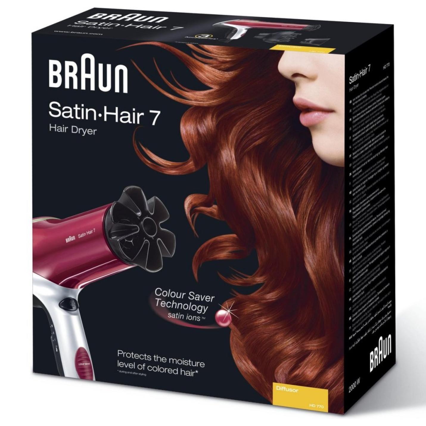 Braun Hd770 Satin Hair 7 Colour Föhn 2200W Rood/Zilver