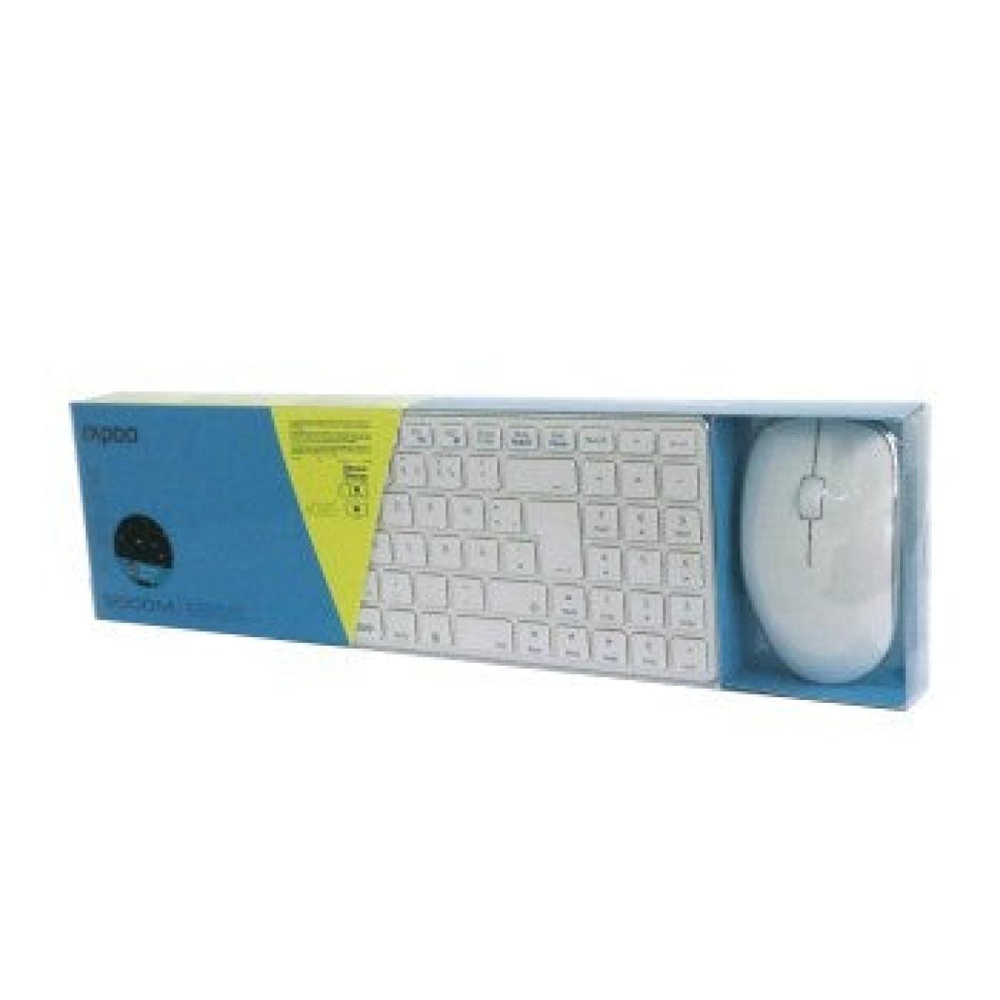 Rapoo 9300M Multimodus Draadloze Ultraslanke Desktop Combo Set Qwerty Wit