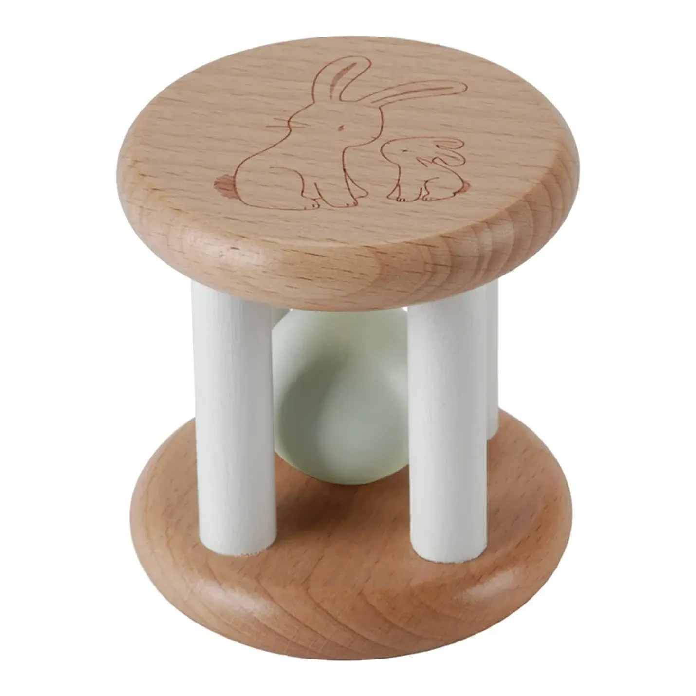 Houten rammelaar baby bunny