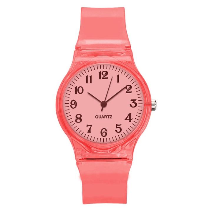 Hidzo Kinderhorloge - Transparant - Analoog - Rood - Kunststof