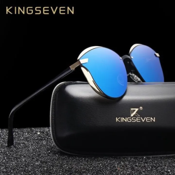 kingseven Cat Eye - Dames zonnebril met UV400 en polarisatie filter | Cateye | Goud Blauw montuur