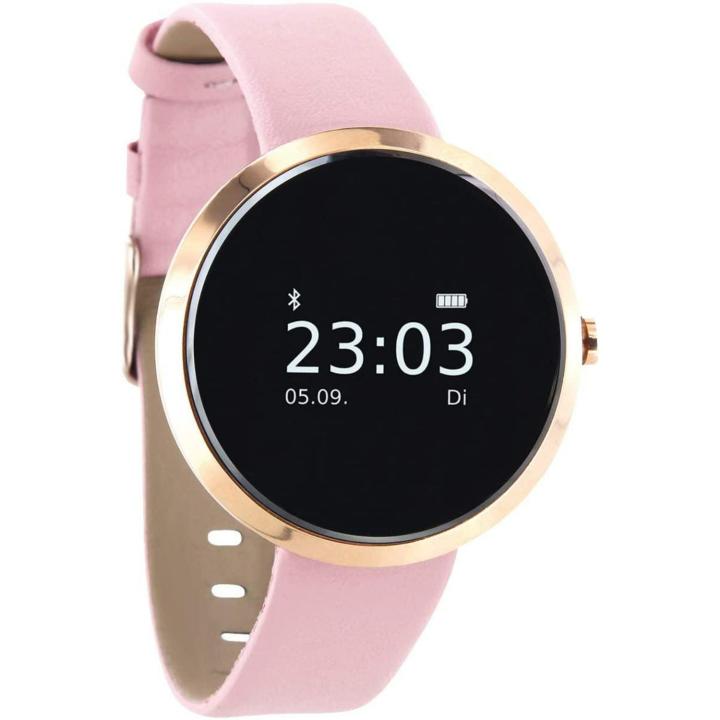 Ontdek de elegantie van onze dames smartwatch met fitnesstracker - Lichtroze Goud