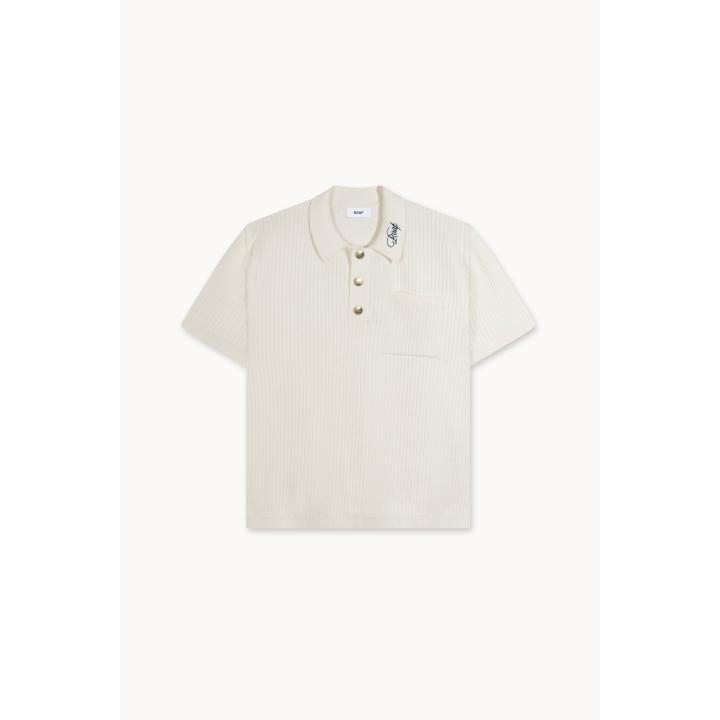 Ivory Knitted Polo - M