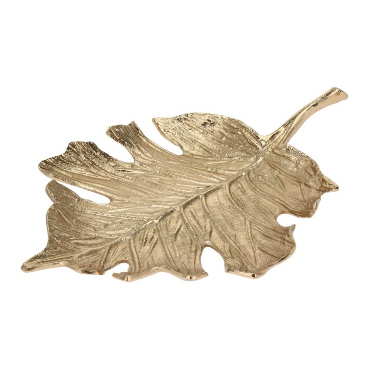 Prachtige schaal bladvorm goud 21x24cm gatenplant