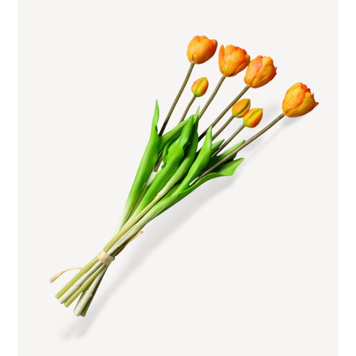 Kunst Tulpen Oranje x7 bundel - Real Touch - Tulpen Vaas