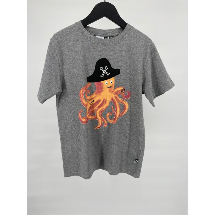 T-shirt Grijs Kapitein Octopus Maat 146