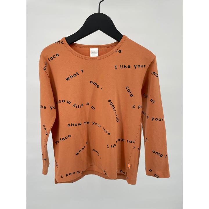 Longsleeve Oranje Woorden Print Maat 128