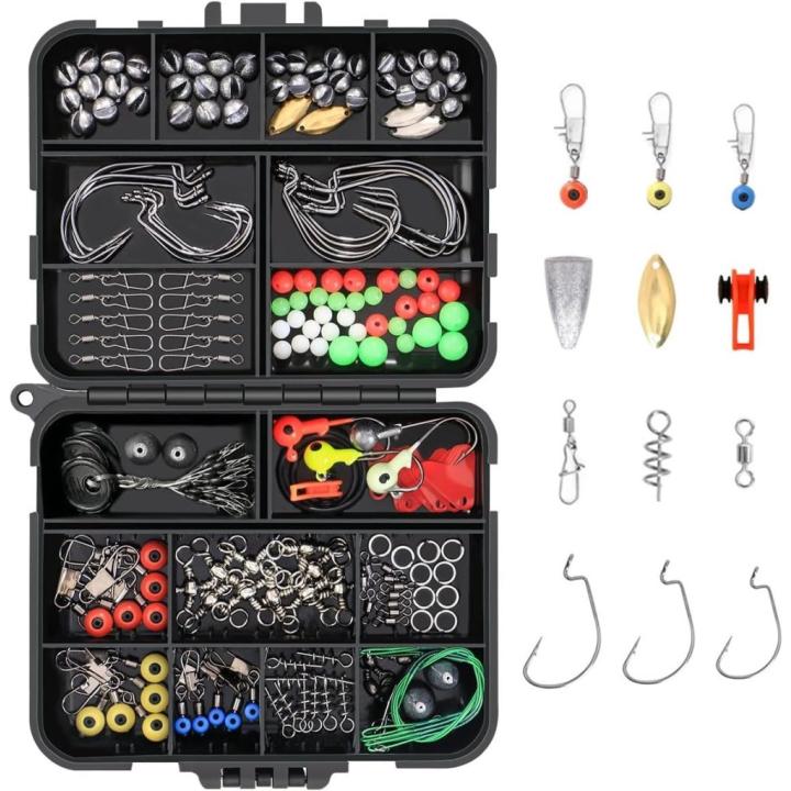 272 Stkvishaken Kit, Hengelaccessoireset, Jighaken, Bullet Bass Gooien Zinken Gewichten, Verschillende Vissen Wervels, Zinken Slides, Vislijn Kralen enz - 191pcs