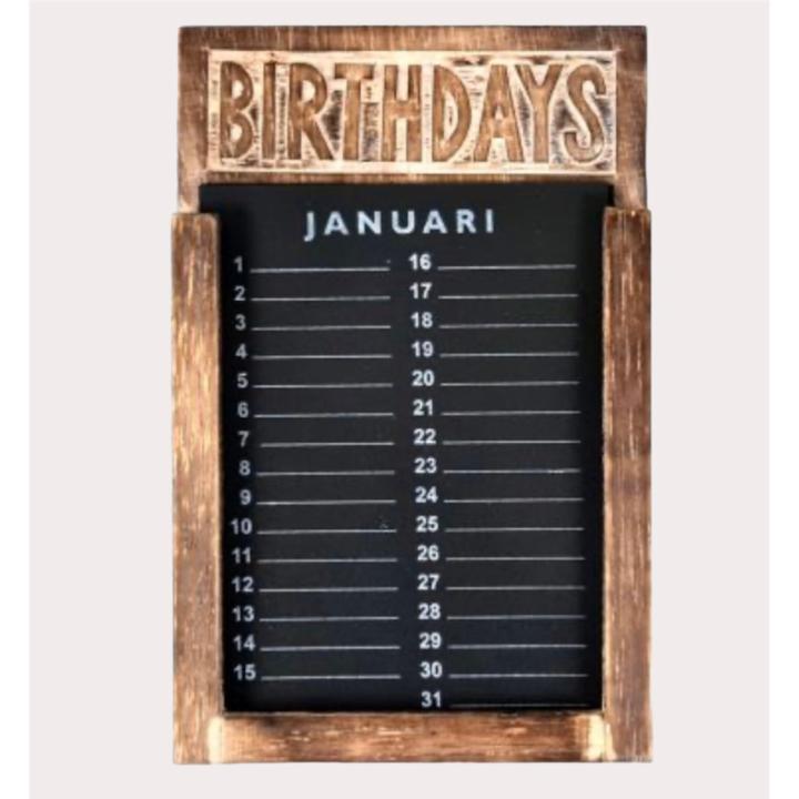 Woodart Houten Verjaardagskalender Naturel Wash - 28 cm