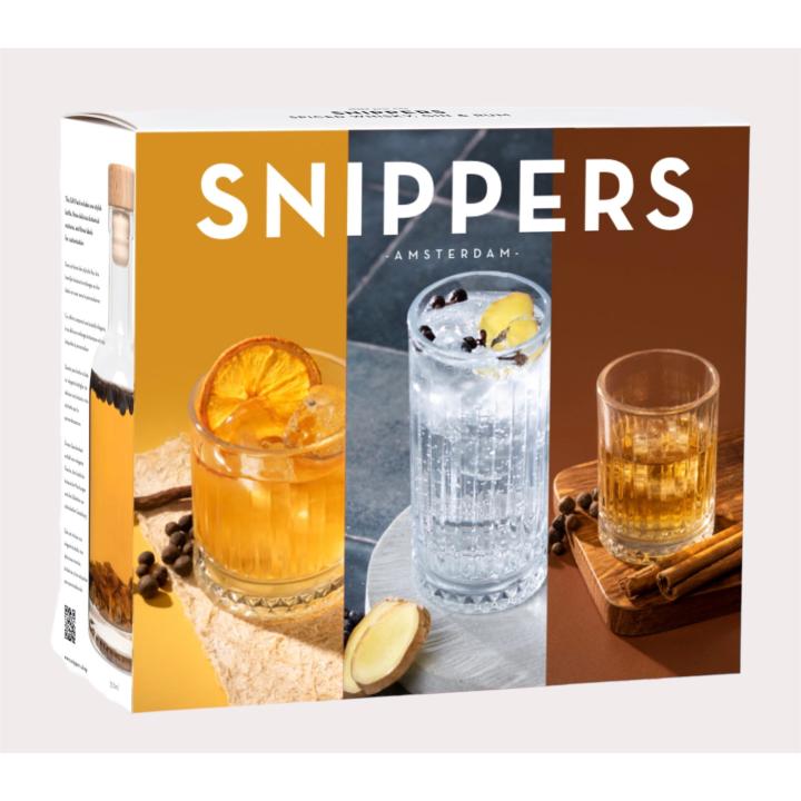 Snippers Geschenkbox Spiced Gin, Rum & Whisky + 3 glazen