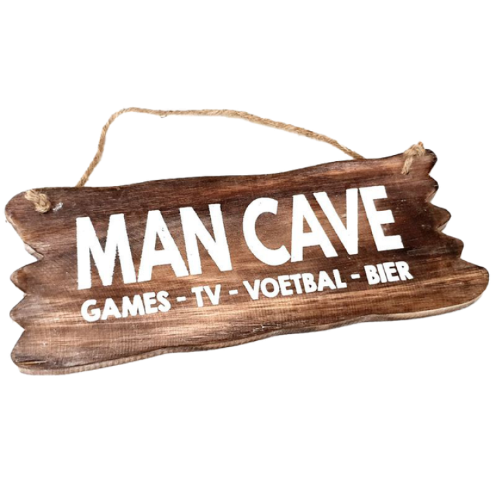Woodart Wandbordje Man Cave Naturel  12x30 cm