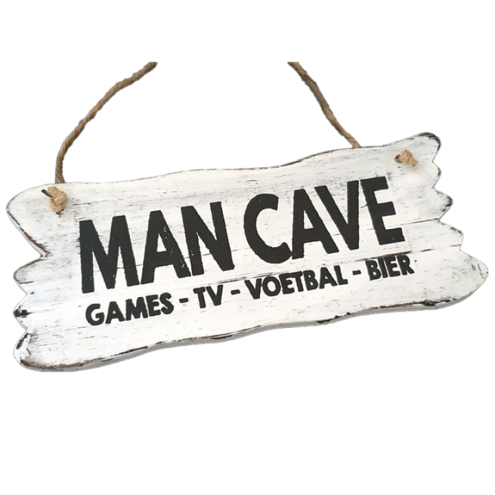 Woodart Wandbordje Man Cave Wit 12x30 cm