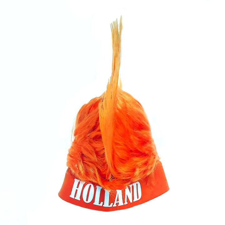 Laat je trots zien met de oranje Holland hanenkam pruik 3+1 gratis