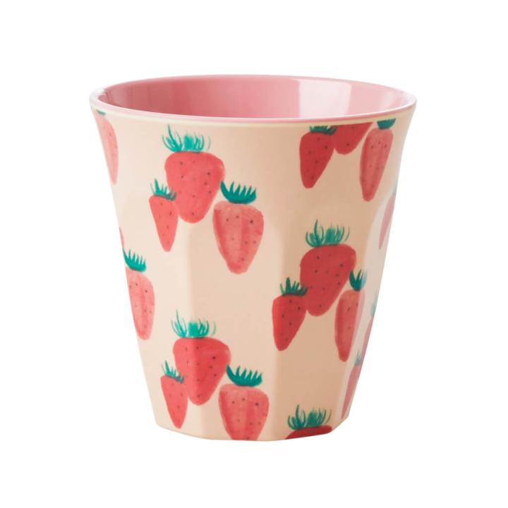 Melamine beker medium Strawberry Print - Rice