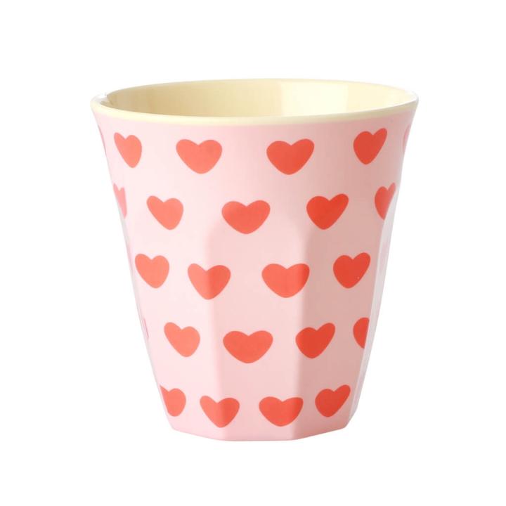 Melamine beker medium Sweat Hearts Print - Rice