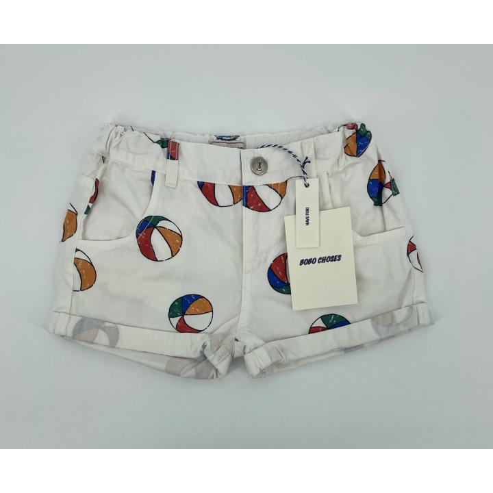 Korte Broek Wit met Strandballen Print Maat 80 / 86