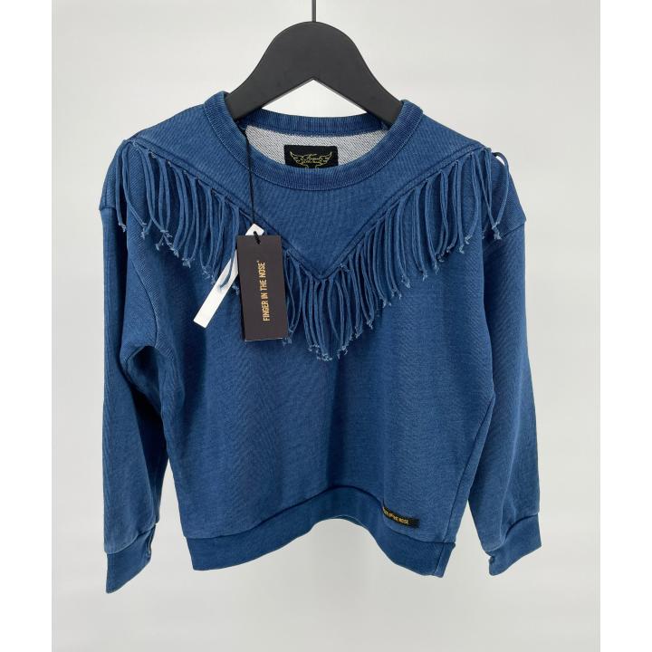 Trui Blauw met Franjes Oversized Maat 122