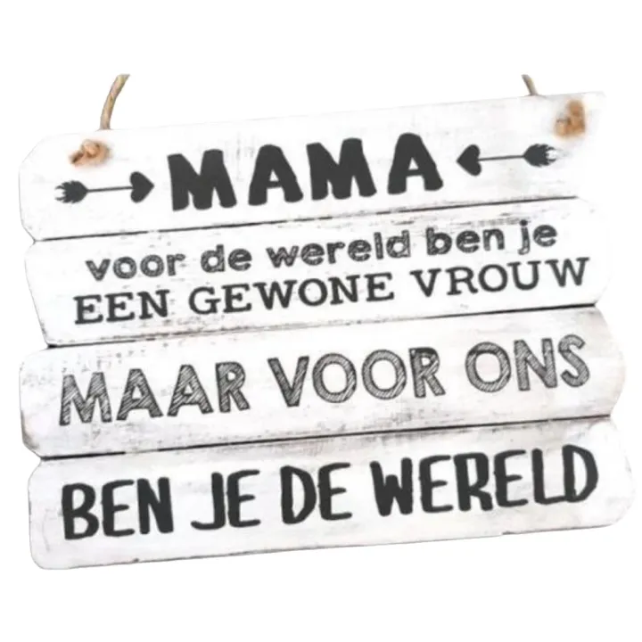 Tekstbord - Mama voor de wereld - White - (20cm x28cm)