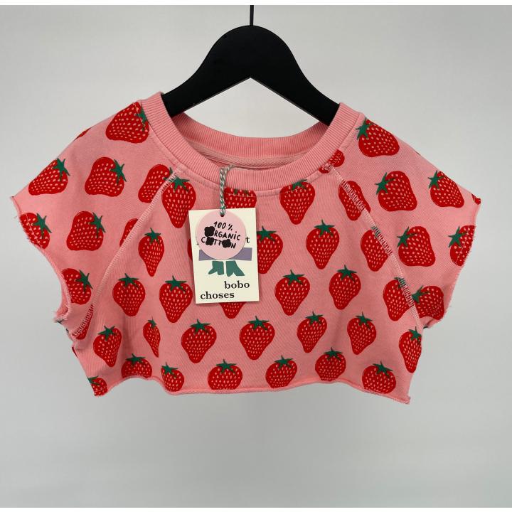 Cropped Top Roze Aardbeien - 128 / 134 - Nieuw