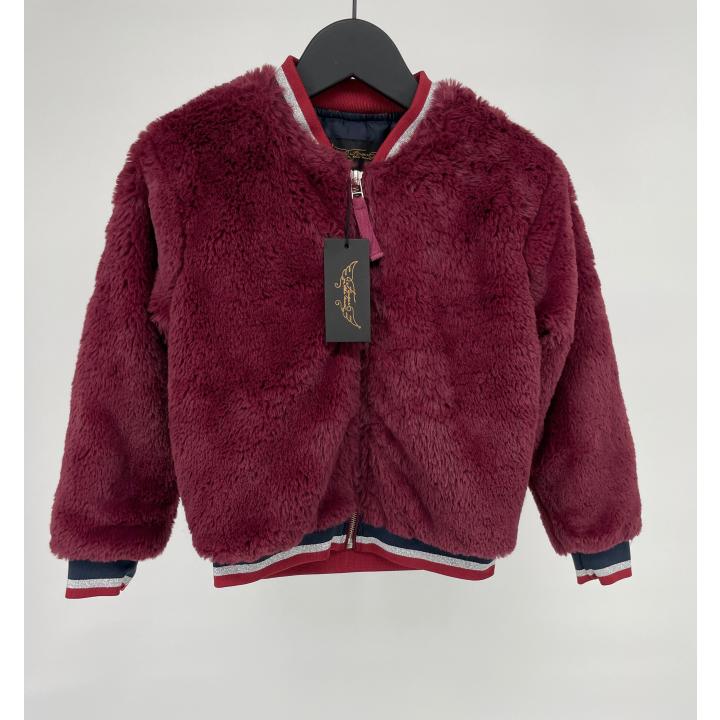 Jas Faux Fur Bordeaux Rood Maat 122