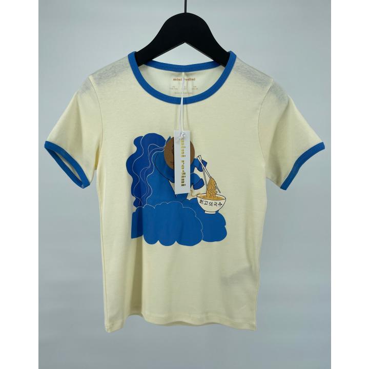 T-shirt Beige Blauw Unicorn Noodles Maat 128 / 134